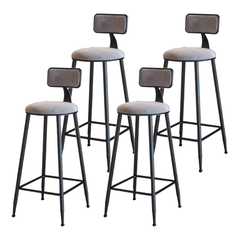 Industrial Armless Backrest Counter Stool Iron Cafe Bar Stool with Velvet Cushion