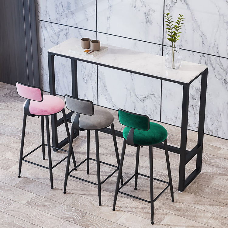 Industrial Armless Backrest Counter Stool Iron Cafe Bar Stool with Velvet Cushion