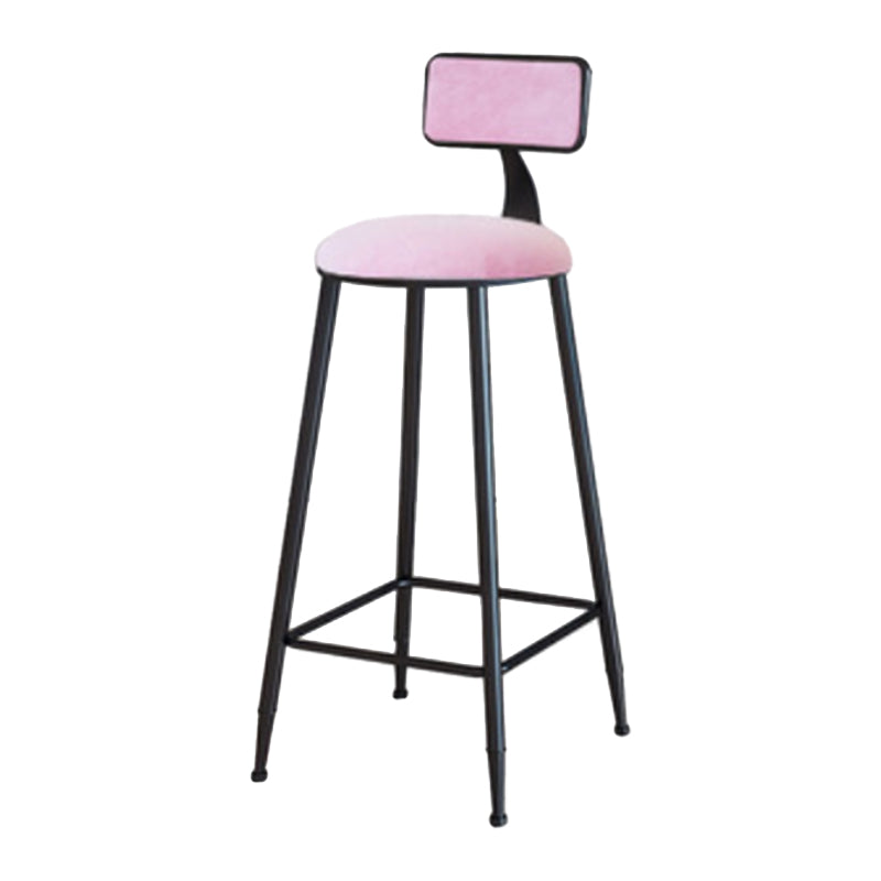 Industrial Armless Backrest Counter Stool Iron Cafe Bar Stool with Velvet Cushion