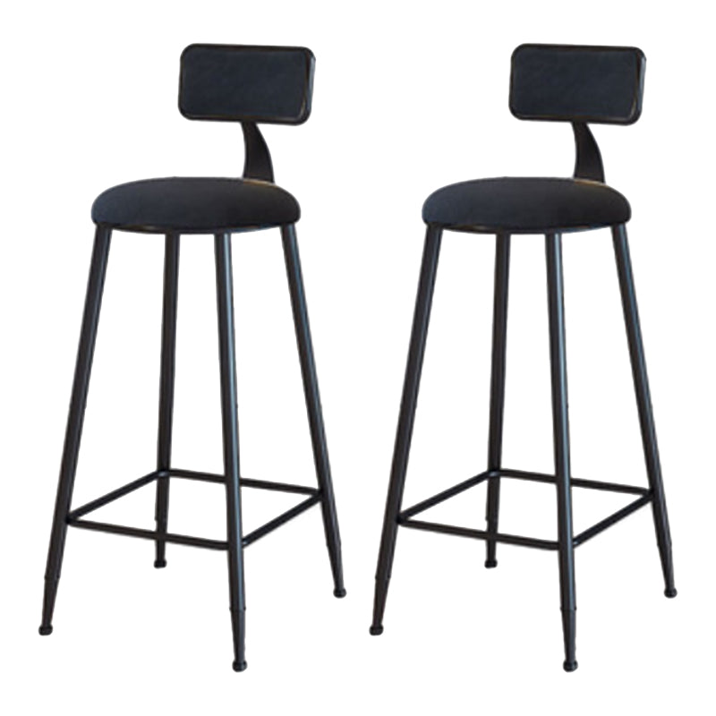 Industrial Armless Backrest Counter Stool Iron Cafe Bar Stool with Velvet Cushion