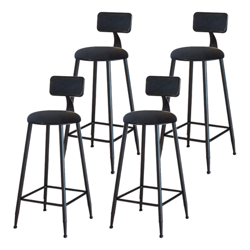 Industrial Armless Backrest Counter Stool Iron Cafe Bar Stool with Velvet Cushion