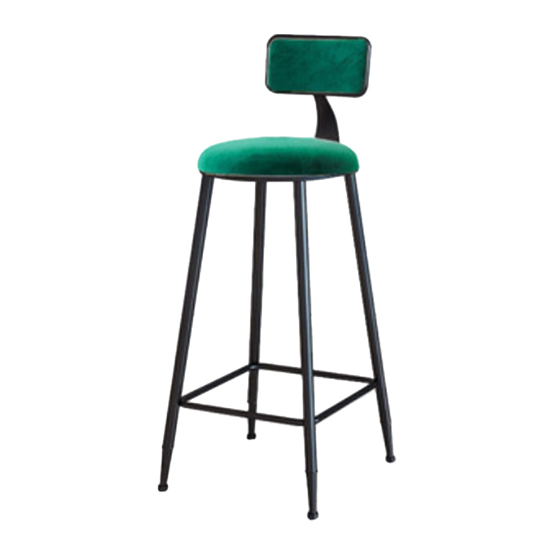 Industrial Armless Backrest Counter Stool Iron Cafe Bar Stool with Velvet Cushion