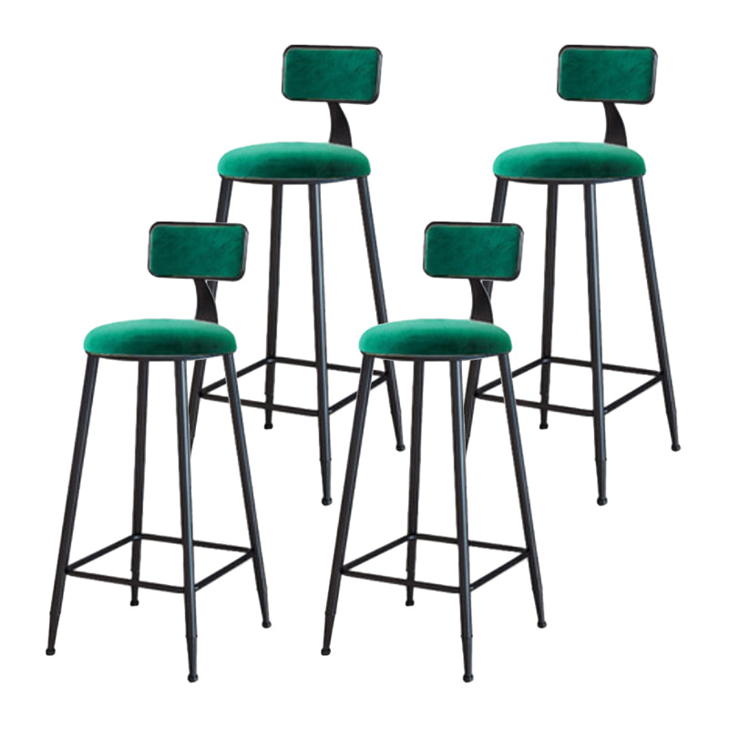 Industrial Armless Backrest Counter Stool Iron Cafe Bar Stool with Velvet Cushion
