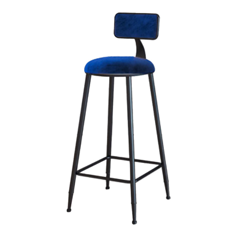 Industrial Armless Backrest Counter Stool Iron Cafe Bar Stool with Velvet Cushion