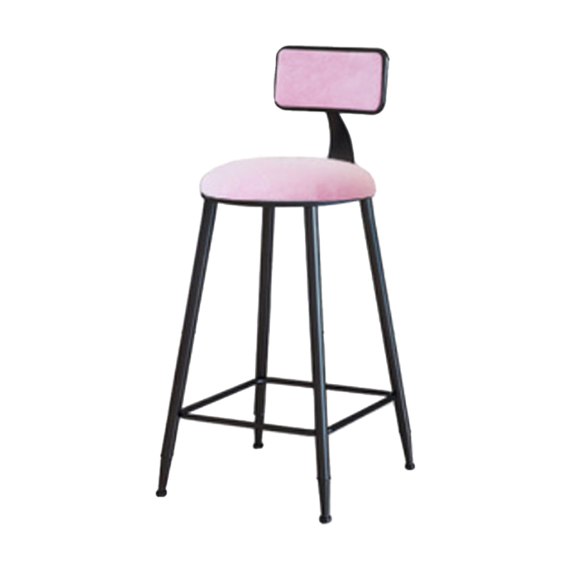 Industrial Armless Backrest Counter Stool Iron Cafe Bar Stool with Velvet Cushion