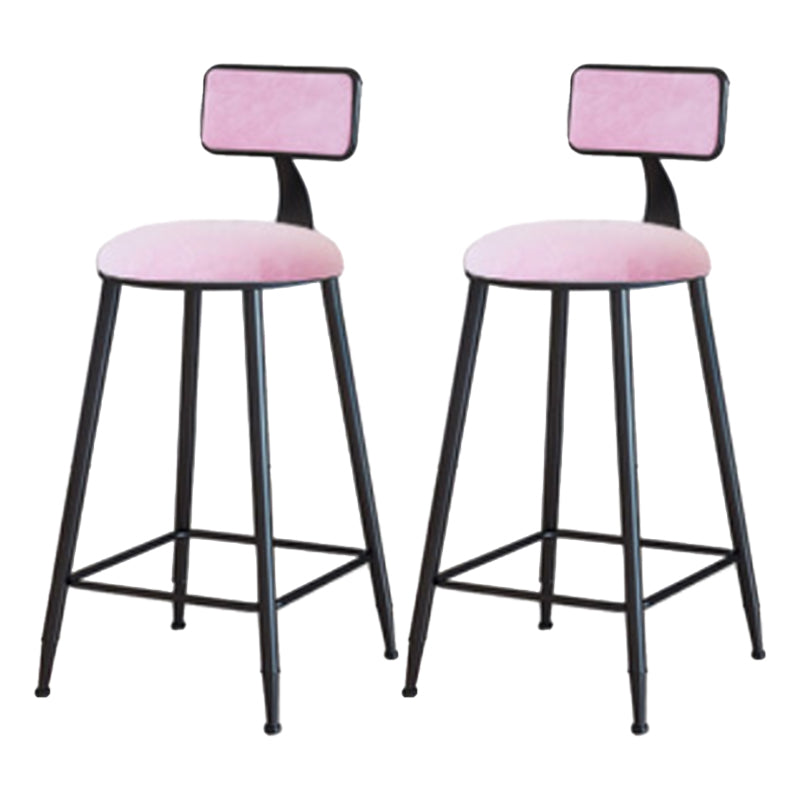 Industrial Armless Backrest Counter Stool Iron Cafe Bar Stool with Velvet Cushion