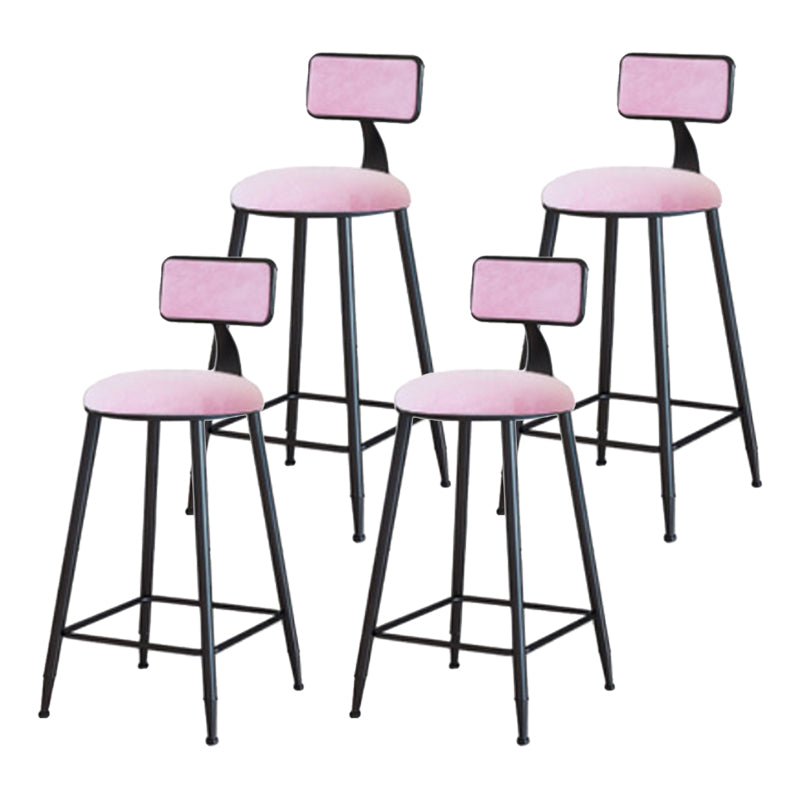 Industrial Armless Backrest Counter Stool Iron Cafe Bar Stool with Velvet Cushion