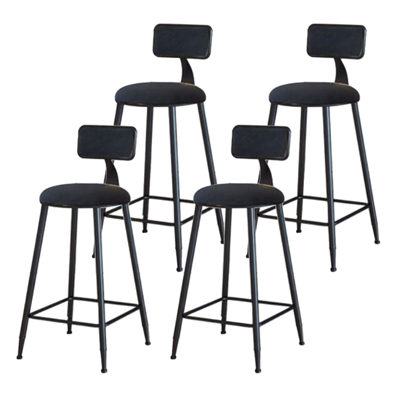 Industrial Armless Backrest Counter Stool Iron Cafe Bar Stool with Velvet Cushion