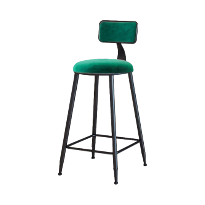 Industrial Armless Backrest Counter Stool Iron Cafe Bar Stool with Velvet Cushion