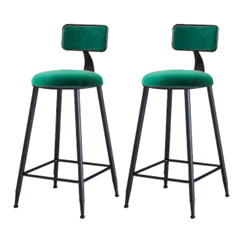 Industrial Armless Backrest Counter Stool Iron Cafe Bar Stool with Velvet Cushion