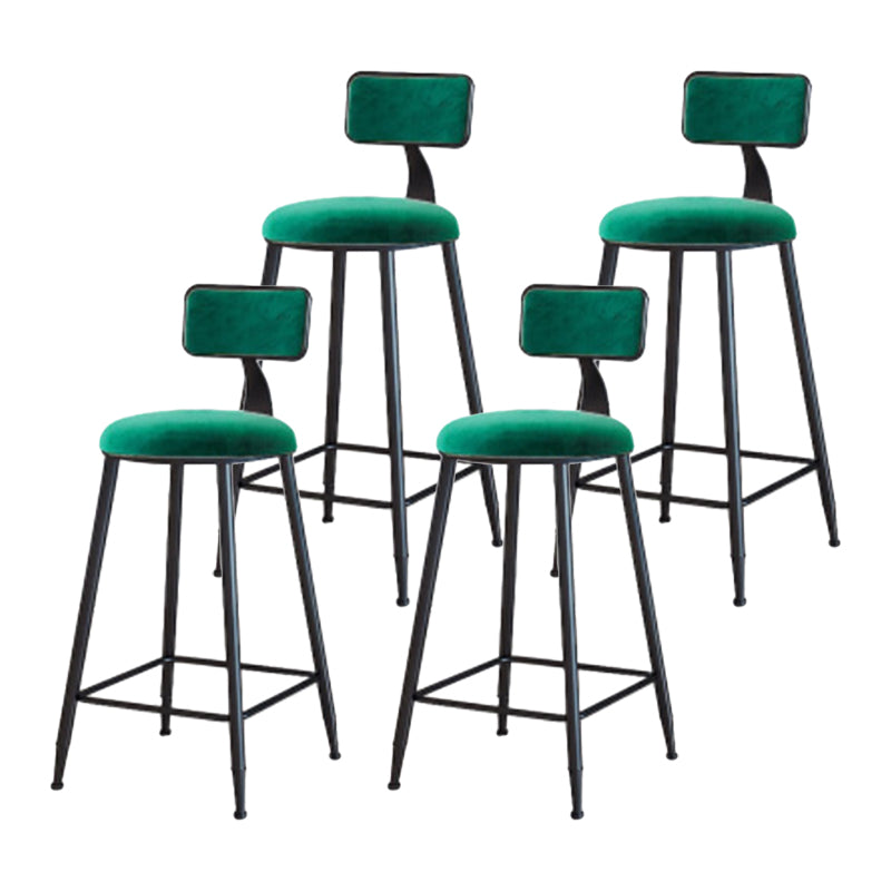Industrial Armless Backrest Counter Stool Iron Cafe Bar Stool with Velvet Cushion