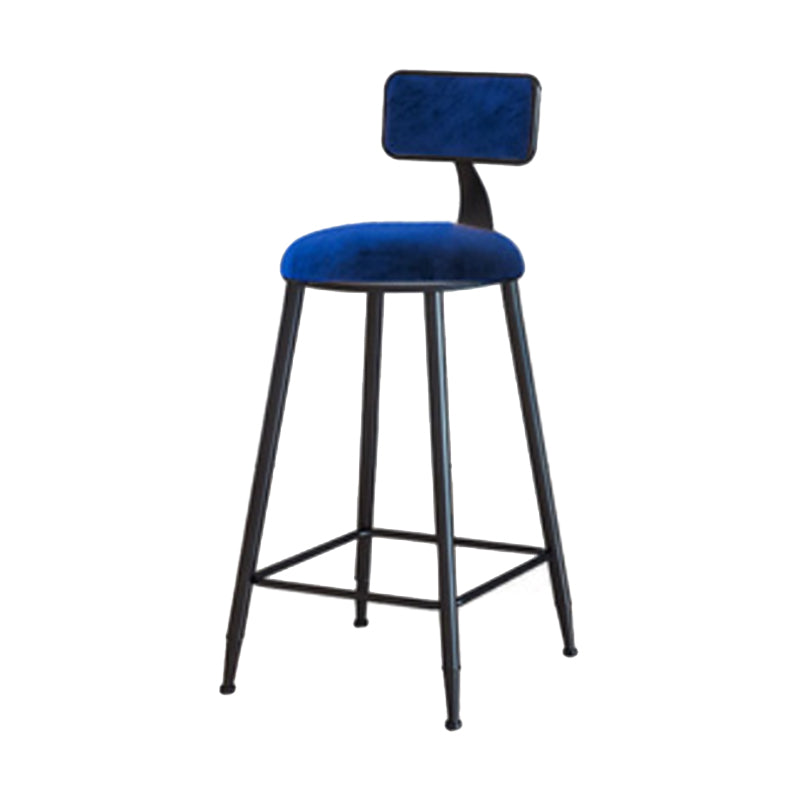 Industrial Armless Backrest Counter Stool Iron Cafe Bar Stool with Velvet Cushion