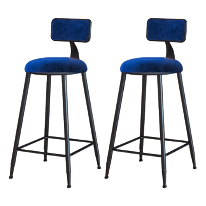 Industrial Armless Backrest Counter Stool Iron Cafe Bar Stool with Velvet Cushion