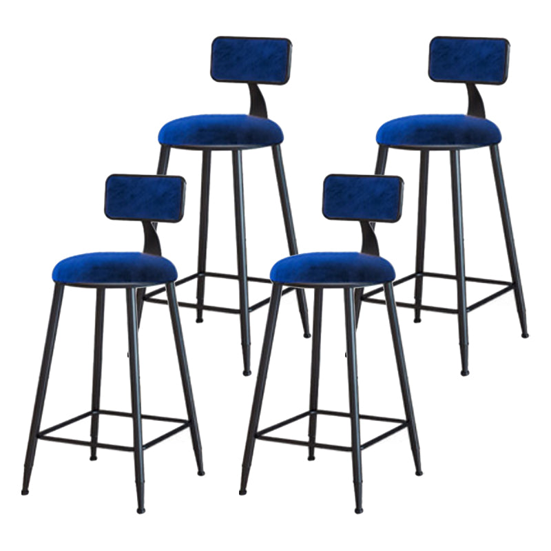 Industrial Armless Backrest Counter Stool Iron Cafe Bar Stool with Velvet Cushion