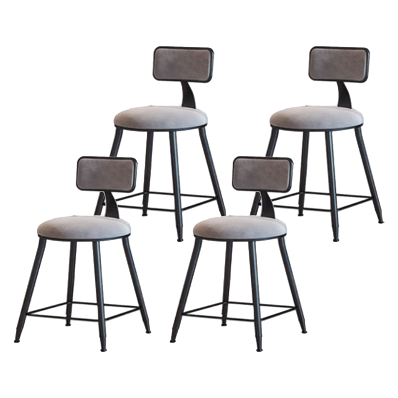 Industrial Armless Backrest Counter Stool Iron Cafe Bar Stool with Velvet Cushion