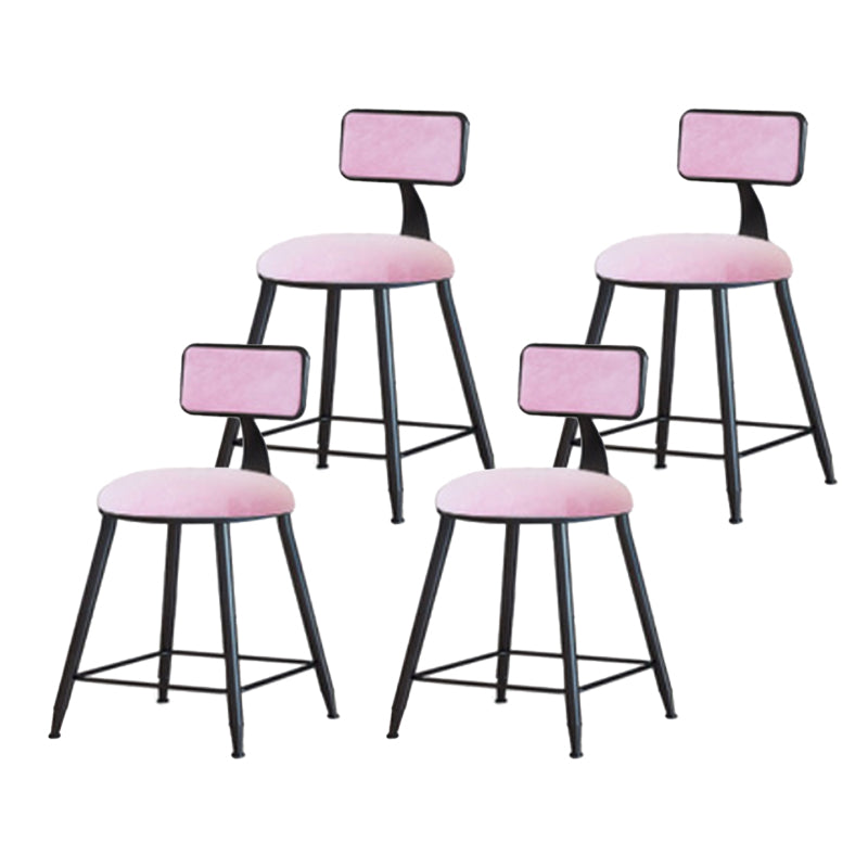 Industrial Armless Backrest Counter Stool Iron Cafe Bar Stool with Velvet Cushion