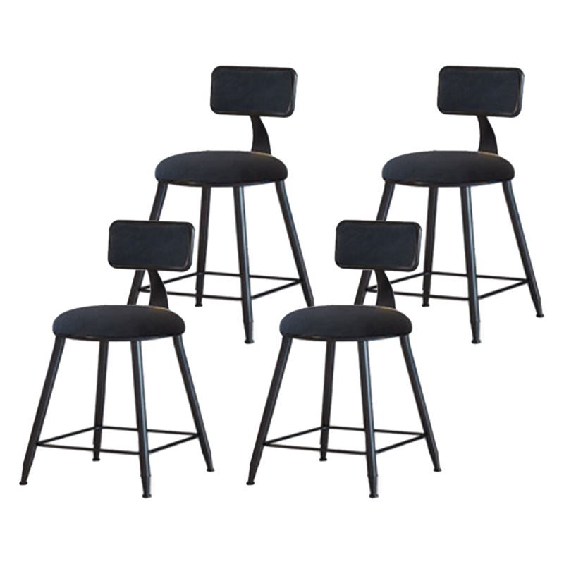 Industrial Armless Backrest Counter Stool Iron Cafe Bar Stool with Velvet Cushion