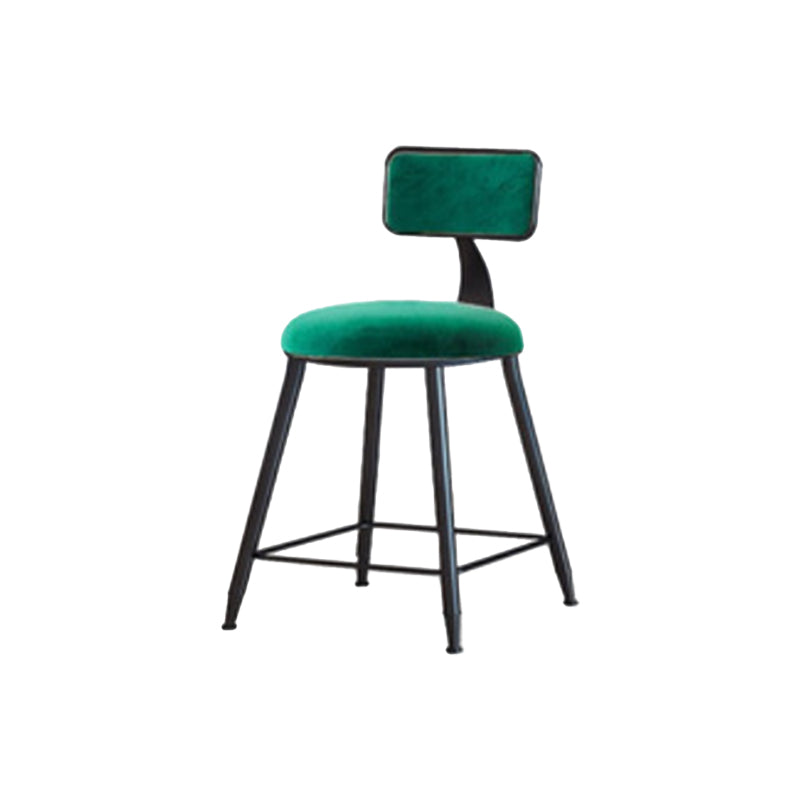 Industrial Armless Backrest Counter Stool Iron Cafe Bar Stool with Velvet Cushion