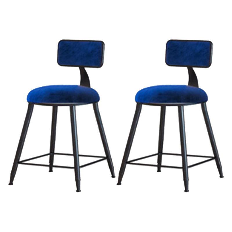 Industrial Armless Backrest Counter Stool Iron Cafe Bar Stool with Velvet Cushion