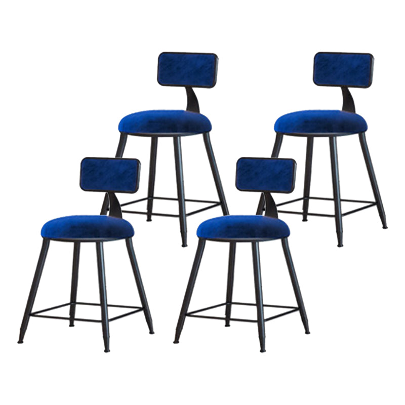 Industrial Armless Backrest Counter Stool Iron Cafe Bar Stool with Velvet Cushion