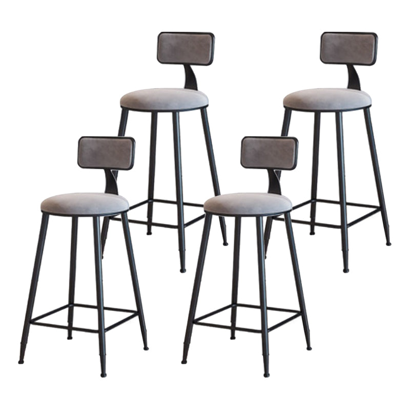 Industrial Armless Backrest Counter Stool Iron Cafe Bar Stool with Velvet Cushion