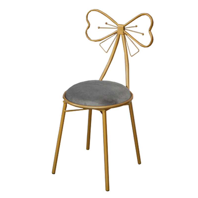 Glam Armless Backrest Counter Stool Iron Dessert Shop Bar Stool with Cushion and Pedal