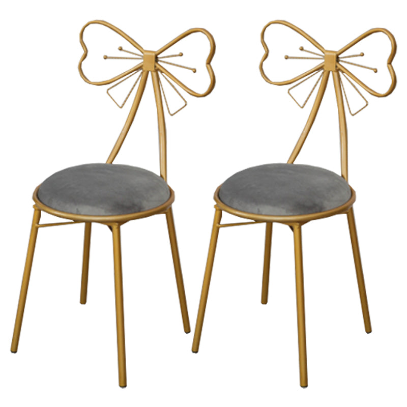 Glam Armless Backrest Counter Stool Iron Dessert Shop Bar Stool with Cushion and Pedal