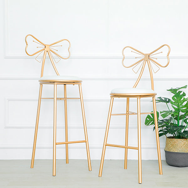 Glam Armless Backrest Counter Stool Iron Dessert Shop Bar Stool with Cushion and Pedal