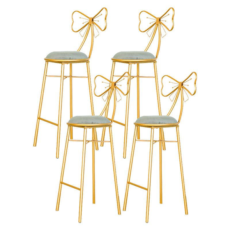 Glam Armless Backrest Counter Stool Iron Dessert Shop Bar Stool with Cushion and Pedal