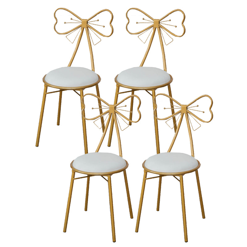 Glam Armless Backrest Counter Stool Iron Dessert Shop Bar Stool with Cushion and Pedal