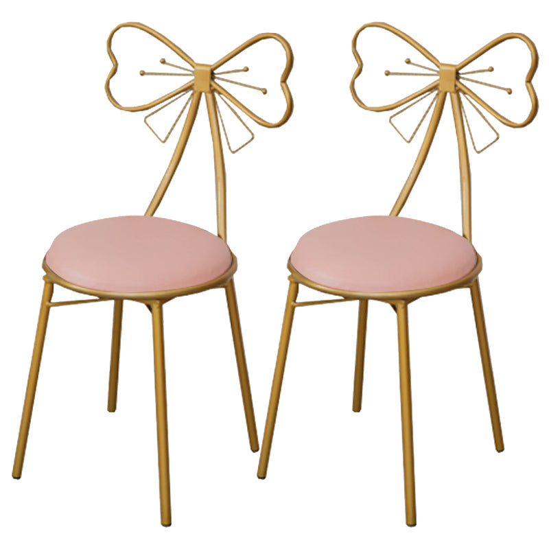Glam Armless Backrest Counter Stool Iron Dessert Shop Bar Stool with Cushion and Pedal