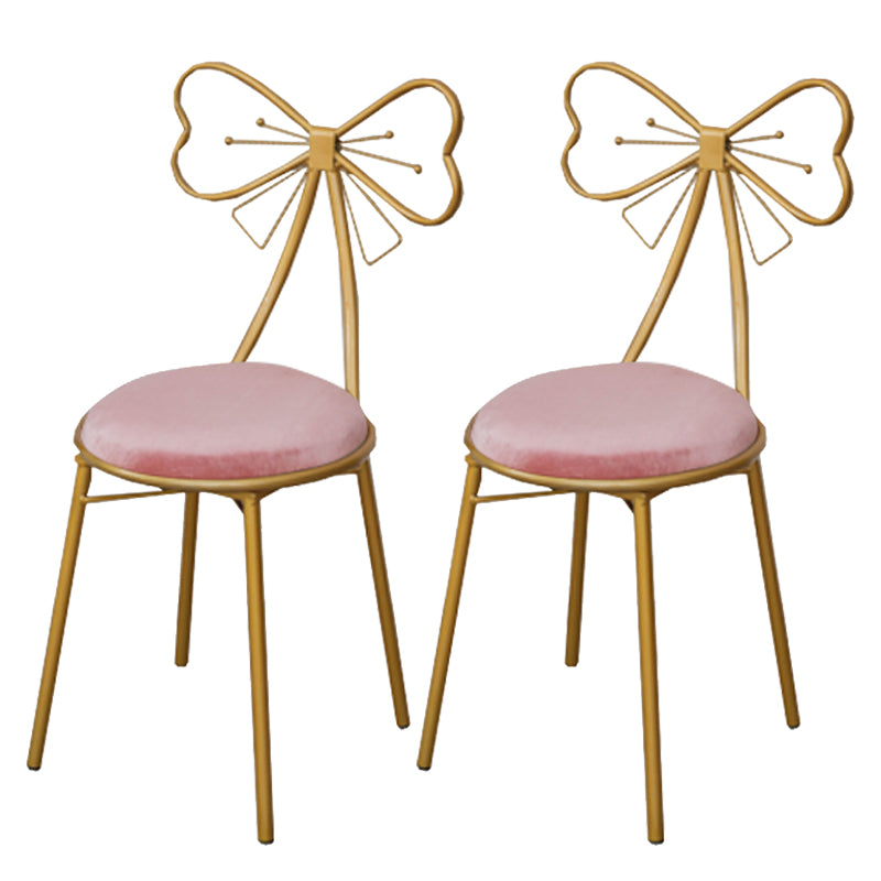 Glam Armless Backrest Counter Stool Iron Dessert Shop Bar Stool with Cushion and Pedal