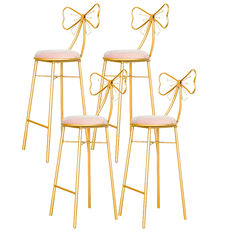 Glam Armless Backrest Counter Stool Iron Dessert Shop Bar Stool with Cushion and Pedal