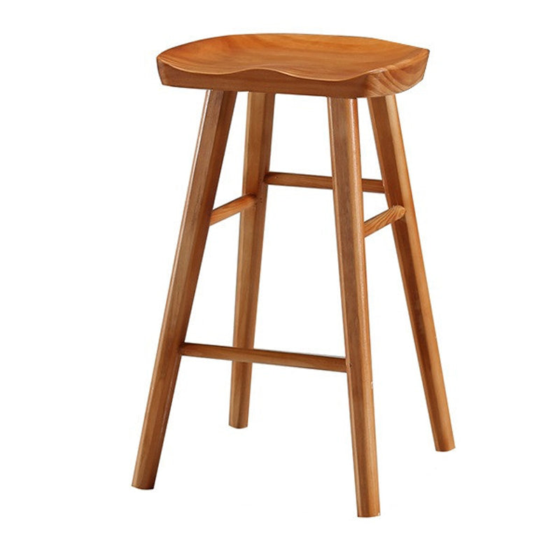 Modern Armless Backless Counter Stool Pine Wood Cafe Bar Stool with Wooden Seat