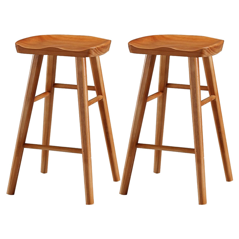 Modern Armless Backless Counter Stool Pine Wood Cafe Bar Stool with Wooden Seat