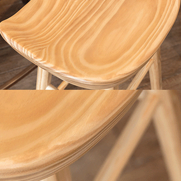 Modern Armless Backless Counter Stool Pine Wood Cafe Bar Stool with Wooden Seat