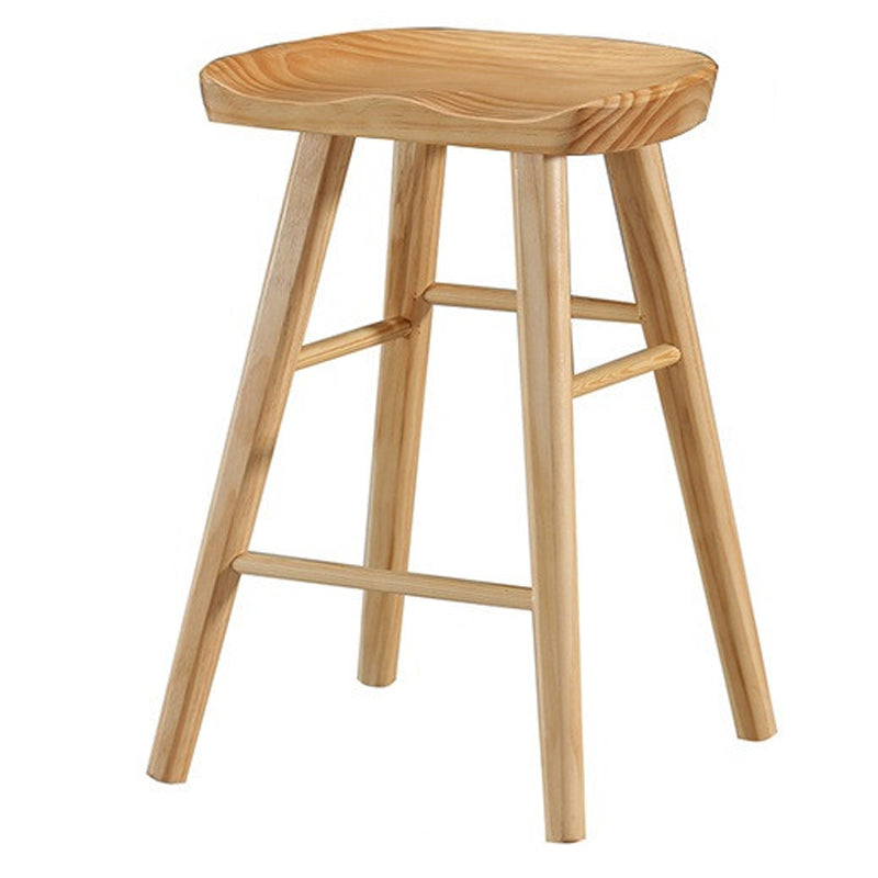 Modern Armless Backless Counter Stool Pine Wood Cafe Bar Stool with Wooden Seat