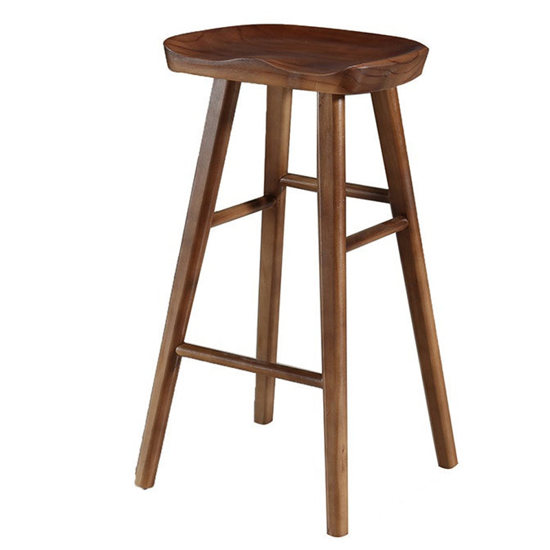 Modern Armless Backless Counter Stool Pine Wood Cafe Bar Stool with Wooden Seat