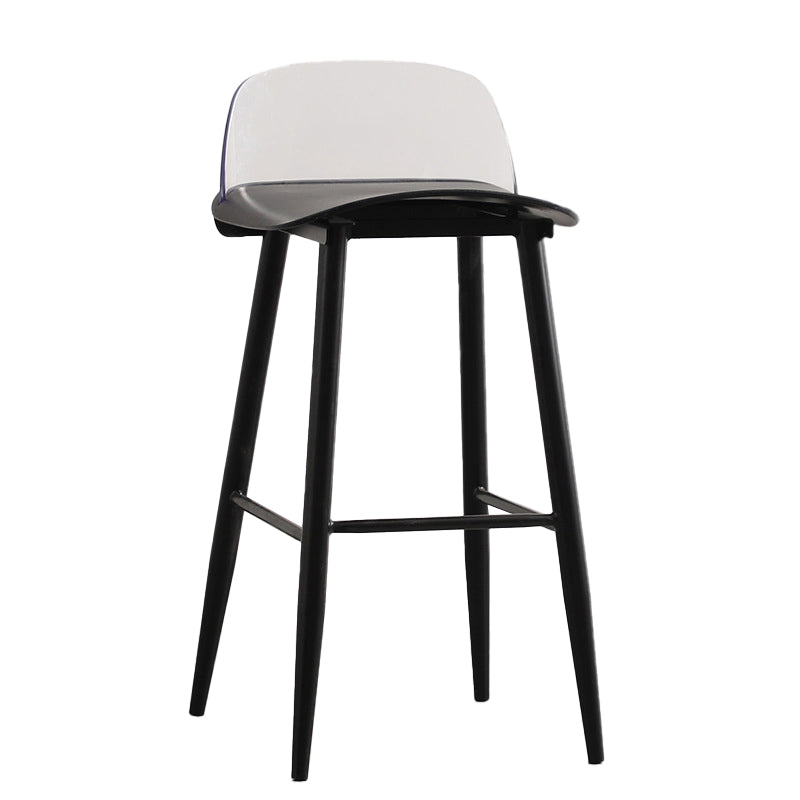 Modern Armless Backrest Counter Stool Iron Kitchen Bar Stool with Acrylic Seat and Pedal