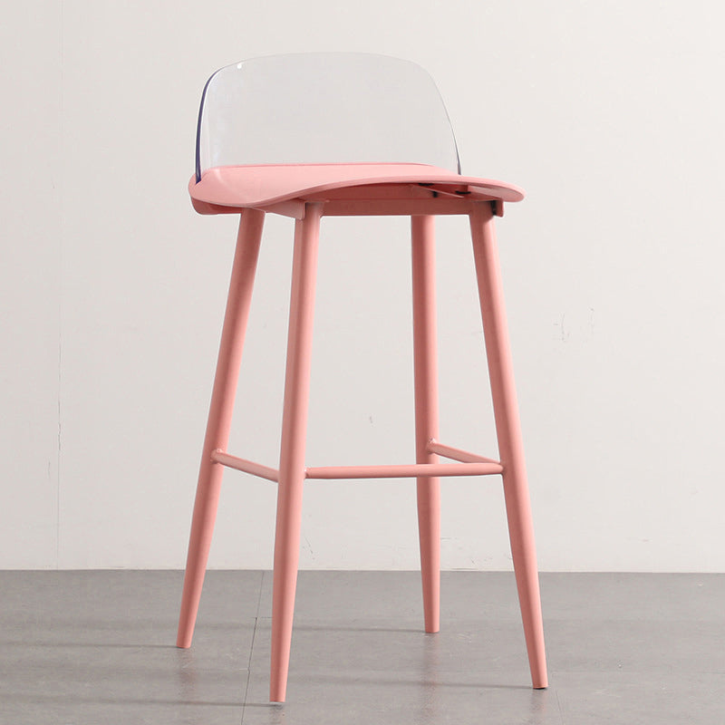 Modern Armless Backrest Counter Stool Iron Kitchen Bar Stool with Acrylic Seat and Pedal