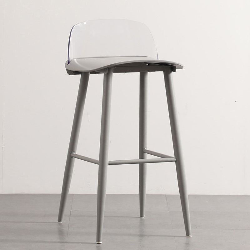 Modern Armless Backrest Counter Stool Iron Kitchen Bar Stool with Acrylic Seat and Pedal