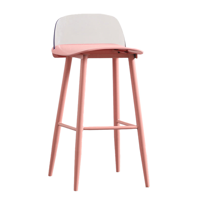 Modern Armless Backrest Counter Stool Iron Kitchen Bar Stool with Acrylic Seat and Pedal