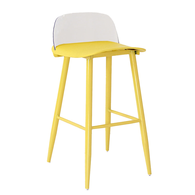 Modern Armless Backrest Counter Stool Iron Kitchen Bar Stool with Acrylic Seat and Pedal