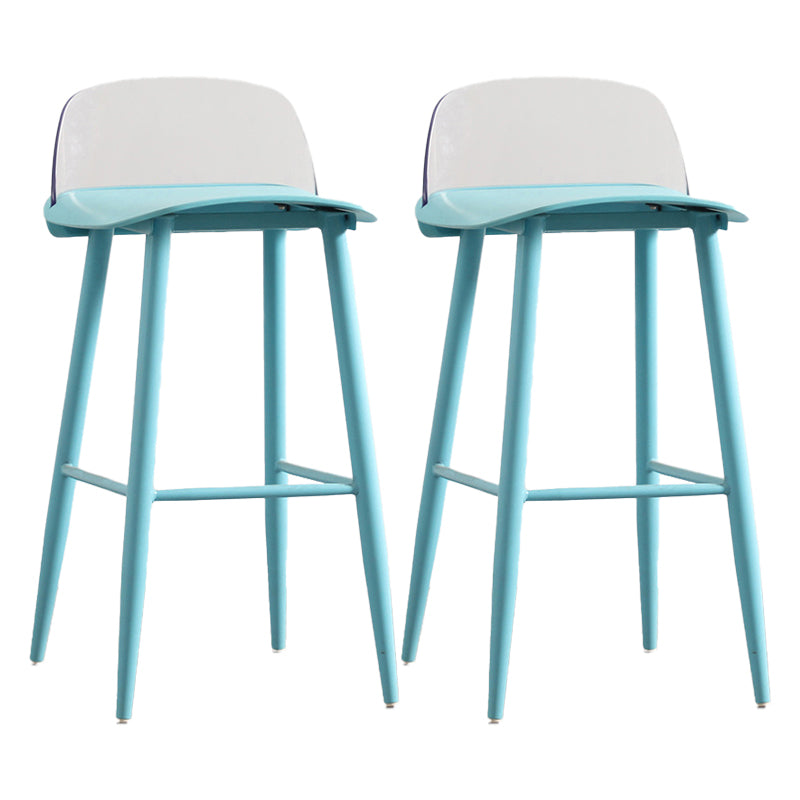 Modern Armless Backrest Counter Stool Iron Kitchen Bar Stool with Acrylic Seat and Pedal
