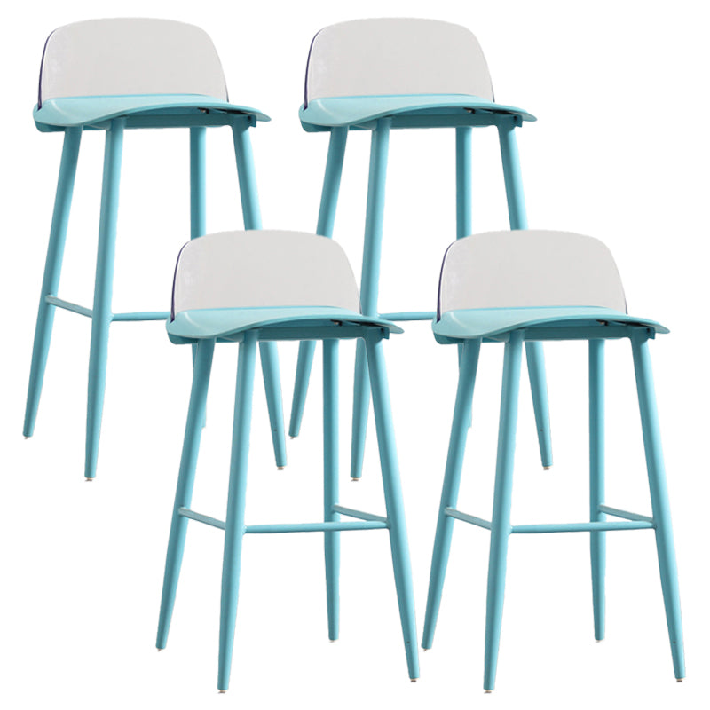 Modern Armless Backrest Counter Stool Iron Kitchen Bar Stool with Acrylic Seat and Pedal