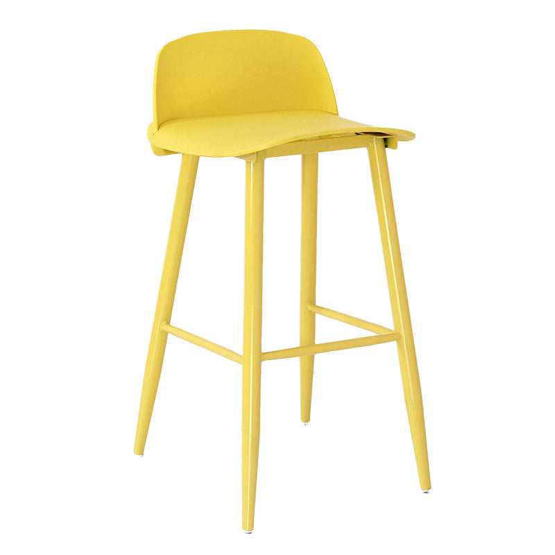 Modern Armless Backrest Counter Stool Iron Kitchen Bar Stool with Acrylic Seat and Pedal