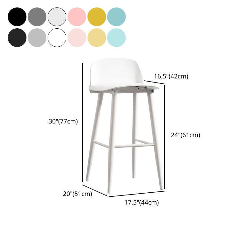 Modern Armless Backrest Counter Stool Iron Kitchen Bar Stool with Acrylic Seat and Pedal