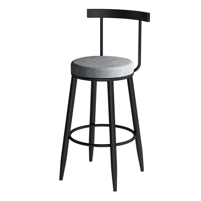 Modern Armless Backrest Counter Stool Iron Cafe Bar Stool with Velvet Cushion