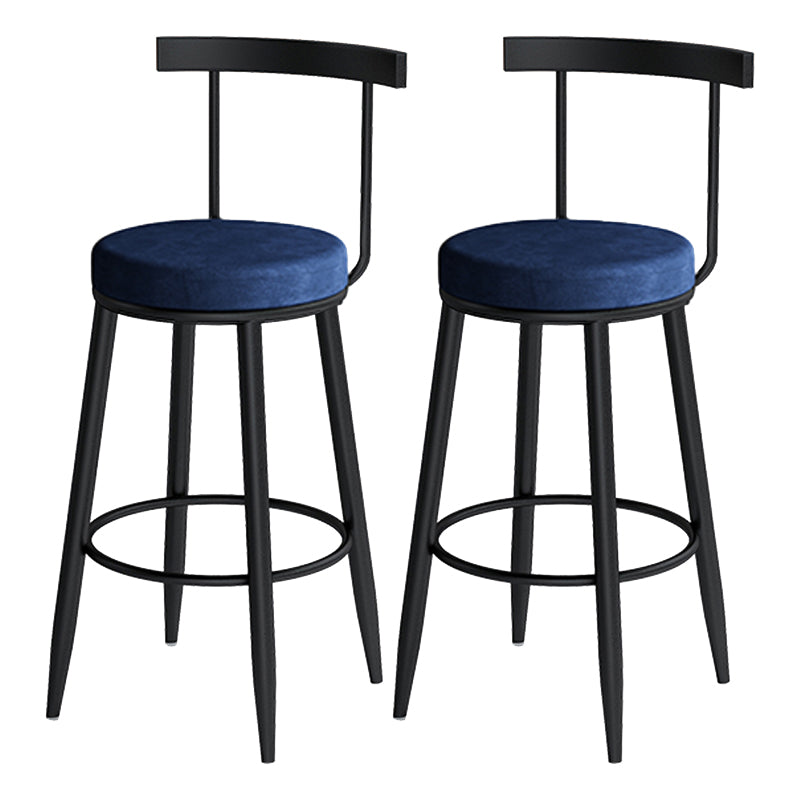 Modern Armless Backrest Counter Stool Iron Cafe Bar Stool with Velvet Cushion
