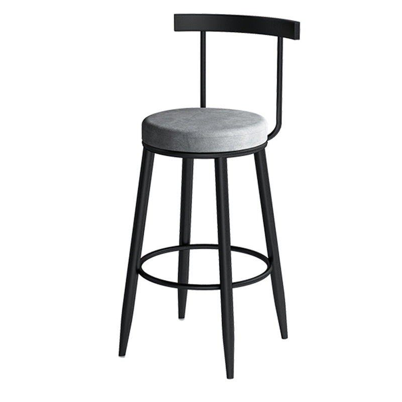 Modern Armless Backrest Counter Stool Iron Cafe Bar Stool with Velvet Cushion